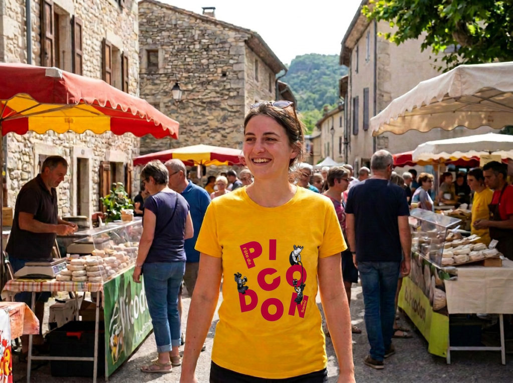 Jeune bénévole qui porte le t-shirt de la fête